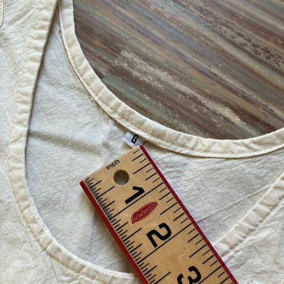 Natural Cotton Sleeveless Maxi Dress Neckline Embroidery Made in Mexico Pockets - Picture 5 of 7